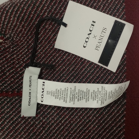 🎄COACH×PEANUTS RED & WHITE SNOOPY WOOL SPECIAL EDITION HOLIDAY WINTER KNIT HAT - Picture 7 of 9